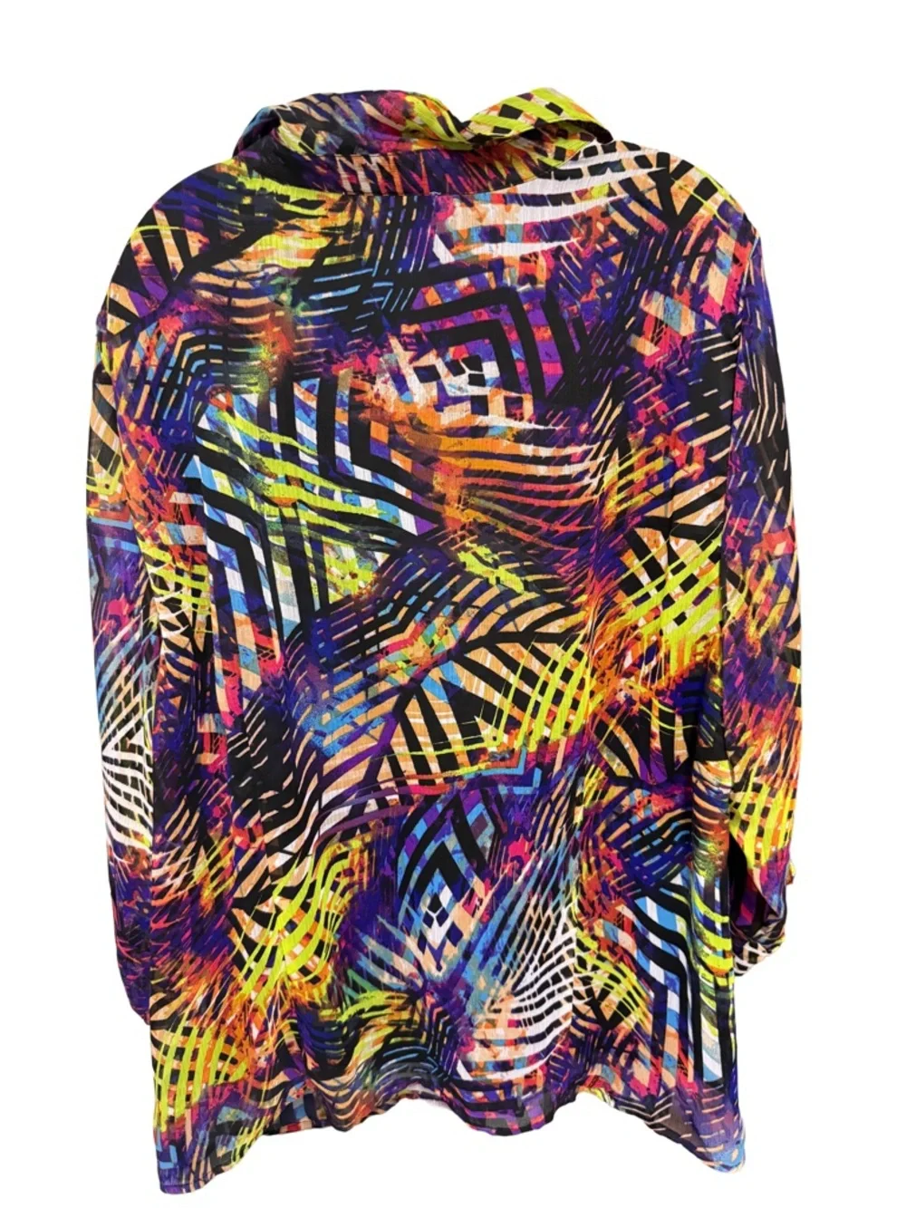 Rebecca Malone Women’s 3X Multicolor Printed Button-Front Blouse - Picture 2 of 4